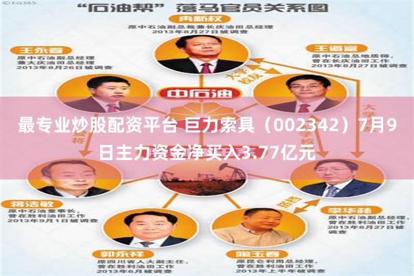 最专业炒股配资平台 巨力索具（002342）7月9日主力资金净买入3.77亿元