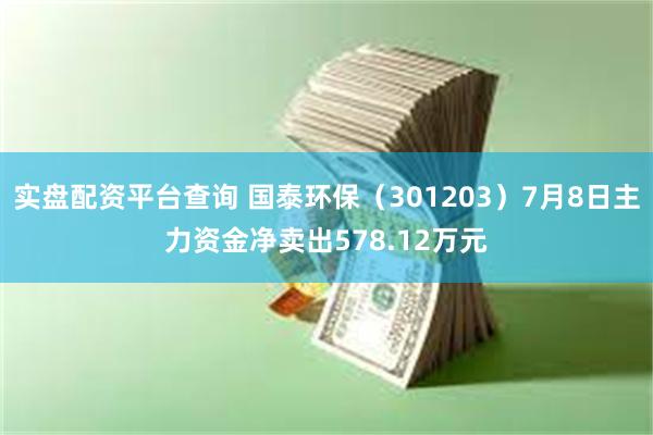实盘配资平台查询 国泰环保（301203）7月8日主力资金净卖出578.12万元