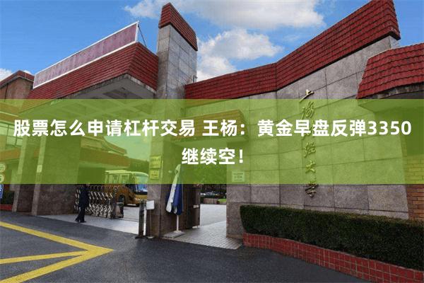 股票怎么申请杠杆交易 王杨：黄金早盘反弹3350继续空！
