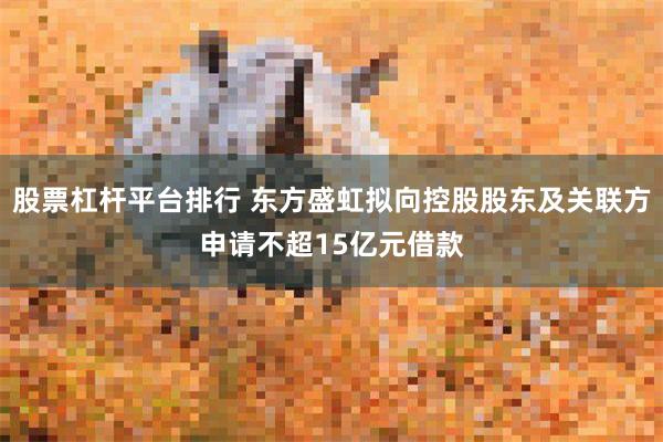 股票杠杆平台排行 东方盛虹拟向控股股东及关联方申请不超15亿元借款