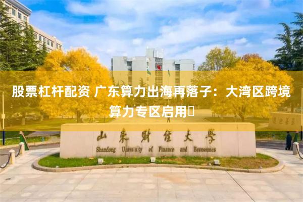 股票杠杆配资 广东算力出海再落子：大湾区跨境算力专区启用‌