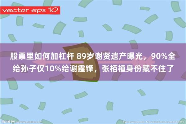股票里如何加杠杆 89岁谢贤遗产曝光，90%全给孙子仅10%给谢霆锋，张栢禃身份藏不住了
