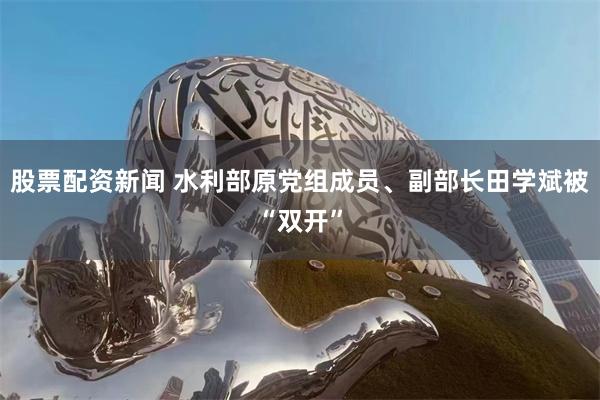 股票配资新闻 水利部原党组成员、副部长田学斌被“双开”
