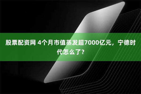 股票配资网 4个月市值蒸发超7000亿元，宁德时代怎么了？