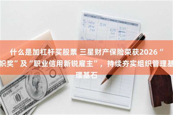 什么是加杠杆买股票 三星财产保险荣获2026“极帜奖”及“职业信用新锐雇主”，持续夯实组织管理基石